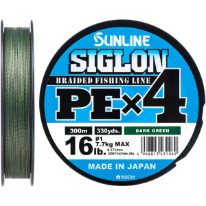 Шнур Sunline Siglon PE х4 300 м #1.0/0.171 мм 7.7 кг Темно-зеленый (16580946) в Николаеве