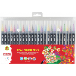 Фломастеры-кисточки Maxi Real Brush 24 цвета (MX15230) лучшая модель в Николаеве