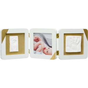 Набір для створення відбитка ручки та ніжки малюка Baby Art Потрійна рамка Золотий Кант (3601098600) ТОП в Миколаєві