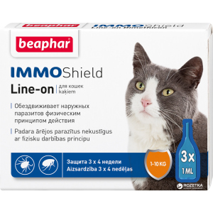 Краплі Beaphar Immo Shield Line-on for Cats антипаразитні з диметиконом для котів та кошенят 3 піпетки (13581) (8711231135813) краща модель в Миколаєві