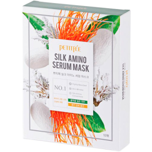 Маска для обличчя із протеїнами шовку Petitfee Silk Amino Serum Mask 10 х 25 г (8809508850030) краща модель в Миколаєві