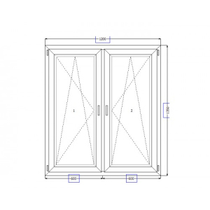 Окно металлопластиковое Aluplast ideal 4000 1350х1200 мм с двумя активными створками