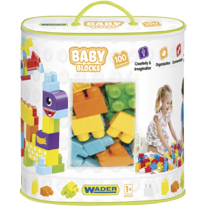 Конструктор Wader Baby Blocks Мои первые кубики 100 элементов в сумке (41420) (5900694414204)