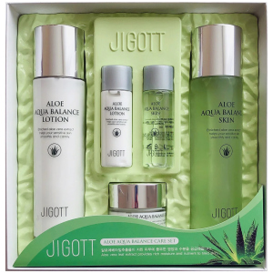 Набір зволожуючої косметики Jigott Aloe Aqua Balance Skin Care 3 Set з алоє (8809541281280) ТОП в Миколаєві