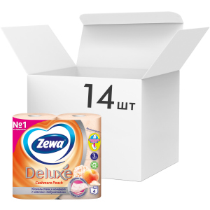 Упаковка туалетного паперу Zewa Deluxe тришаровий аромат Персик 14 шт по 4 рулони (7322540059793) в Миколаєві