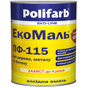 Етмосферостійка емаль Polifarb ЕкоМаль ПФ-115 2.7 кг Червона (PB-109546) рейтинг