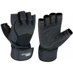 Перчатки тренировочные Sporter Gym Men Fitness Gloves (148.4 A) M Black/Yellow (2009999014485) лучшая модель в Николаеве