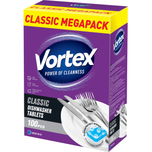 Таблетки для посудомоечных машин Vortex Classic 100 шт (55600020) лучшая модель в Николаеве