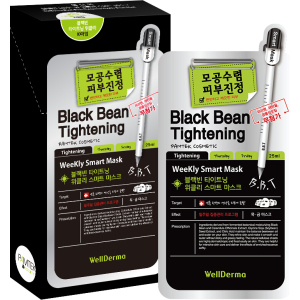 Тканинна маска для обличчя Wellderma Звуження пор Black Bean Tightening Weekly Smart Mask 10 шт x 25 мл (8809387192092) краща модель в Миколаєві