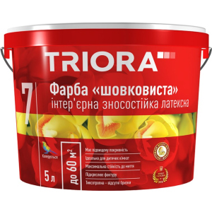 Фарба шовковиста зносостійка латексна TRIORA 3 л Біла (4823048022164) в Миколаєві