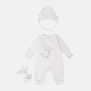 Людина тепла + чепчик + пінетки Garden Baby 29235-01 62 см Білі (4822923501206) ТОП в Миколаєві