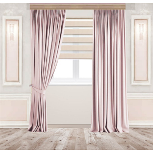 Комплект штор Декорін Оксамитові Світло-рожеві 255х150 2 шт (Vi 101486) в Миколаєві