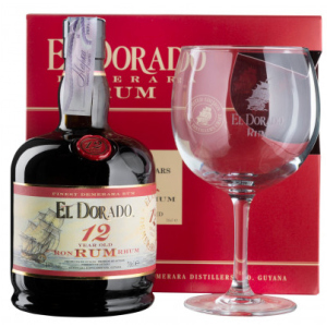 Ром El Dorado 12 YO 0.7 л 40% з одним келихом у подарунковій упаковці (8715151128597) краща модель в Миколаєві