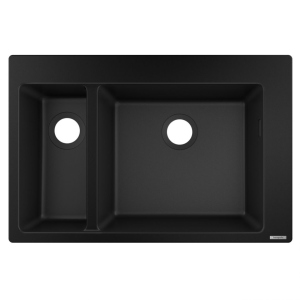 Кухонна мийка Hansgrohe S51 S510-F635 770х510 на 2 чаші 80/450, graphiteblack (43315170) краща модель в Миколаєві