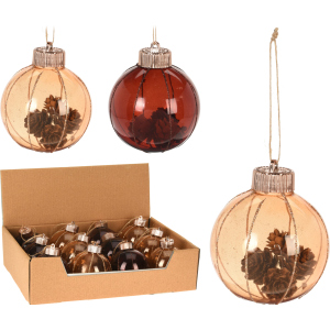 Набор елочных шаров Christmas Decoration 8 см 12 шт коричневые с шишками (ABJ432750) ТОП в Николаеве