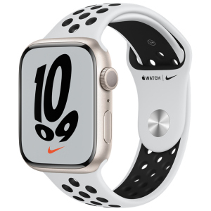 Смарт-годинник Apple Watch Series 7 Nike GPS 45mm Starlight Aluminium Case with Pure Platinum/Black Nike Sport Band (MKNA3UL/A) краща модель в Миколаєві