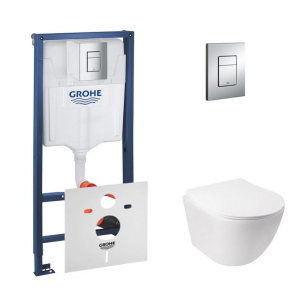 Набор инсталляция 4 в 1 Grohe Rapid SL 38772001 + унитаз с сиденьем Qtap Jay QT07335176W лучшая модель в Николаеве