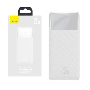 Павербанк Baseus Bipow Digital Display 20000mAh |2USB/1Type-C, PD/QC, 20W, 3A| White лучшая модель в Николаеве