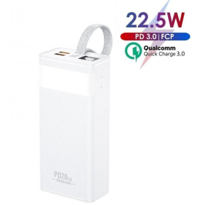 Павербанк Wekome Digital Display 50000mAh, 22.5W | 2xUSB/Type-C| white ТОП в Миколаєві