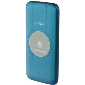 УМБ Vinga Wireless QC3.0 PD Soft Touch 10000 mAh Blue (BTPB3510WLROBL) ТОП в Миколаєві