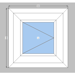 Окно металлопластиковое Brokelman 58 mm 1-створчатое поворотное, фурнитура Vorne, 500х500 мм, белое