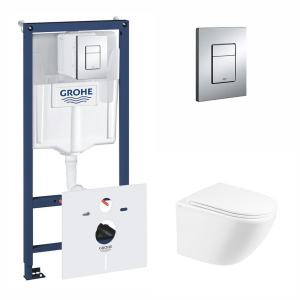 Набор инсталляция 5 в 1 Grohe Rapid SL 38827000 + унитаз с сиденьем Qtap Robin QT1333046ENRW в Николаеве