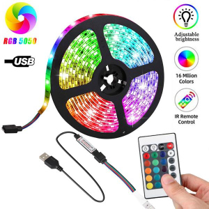 Світлодіодна стрічка RGB LED підсвічування, працює від USB для телевізора та монітора з пультом 5 метрів в Миколаєві