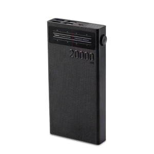 Універсальна мобільна батарея Remax RPP-102 Radio 20000mAh чорна краща модель в Миколаєві