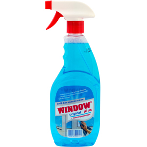 Упаковка средства для мытья окон Window Plus Синий (на основе нашатырного спирта) с распылителем 500 мл х 15 шт (4820167000424) в Николаеве