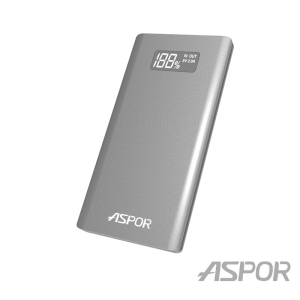 Power Bank Aspor A387S 10000mAh iQ 2USB/2.4A/2.4А metal Silver