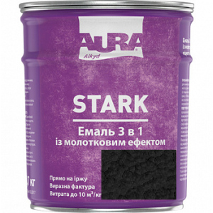 Молотковая эмаль Aura® Stark 3 в 1 черный №90 глянец 2.2 кг ТОП в Николаеве