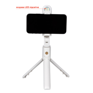 Селфи-монопод с подсветкой APEXEL LED Selfie Stick K10-S white лучшая модель в Николаеве