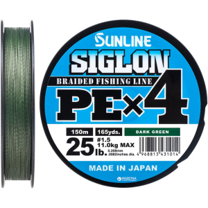 Шнур Sunline Siglon PE х4 150 м # 1.5/0.209 мм 11 кг Темно-зеленый (16580921) в Николаеве