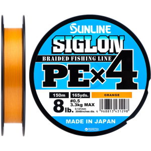 Шнур Sunline Siglon PE х4 150 м # 0.5/0.121 мм 3.3 кг Помаранчевий (16580929) в Миколаєві