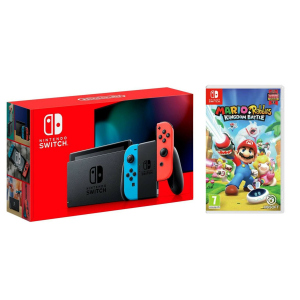 Nintendo Switch Neon blue/red - Обновлённая версия + Игра Mario and Rabbids Kingdom Battle рейтинг