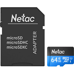 Netac P500 Standard microSDXC 64GB Class 10 UHS-I U1 + SD адаптер (NT02P500STN-064G-R) в Николаеве