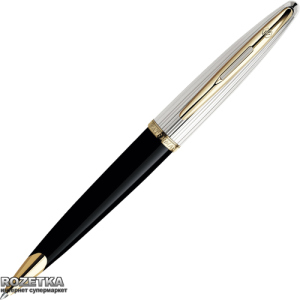 Ручка шариковая Waterman Carene Deluxe Black/Silver BP Синяя Черный корпус (21 200)