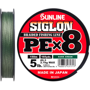 Шнур Sunline Siglon PE х8 150 м # 0.3/0.094 мм 2.1 кг Темно-зелений (16580972) ТОП в Миколаєві