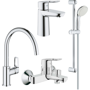 Набор смесителей GROHE BauLoop 123225K + кухонный смеситель (23337000 + 32815000 + 31232001 + 27598001) ТОП в Николаеве