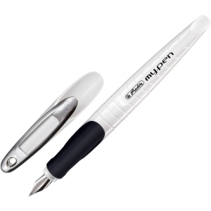 Ручка перова для правши Herlitz My.Pen White-Black Синя Білий корпус (10999738) ТОП в Миколаєві