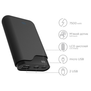 УМБ Ergo 7500 mAh Type-C Rubber Black (LI-U3) лучшая модель в Николаеве