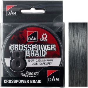 Шнур DAM Crosspower 8-Braid 150 м 0.15 мм 9.0 кг Темно-сірий (66588) ТОП в Миколаєві