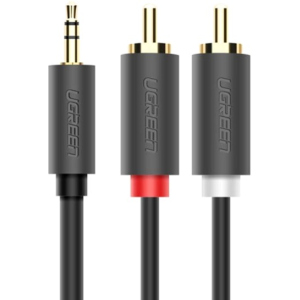 Інсертний кабель Ugreen AV102 3.5 мм to 2RCA Audio Cable 1 м Gray (904019621) краща модель в Миколаєві