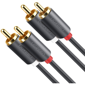 Инсертный кабель Ugreen AV104 2RCA to 2RCA Audio Cable 1 м Black (90401971) лучшая модель в Николаеве