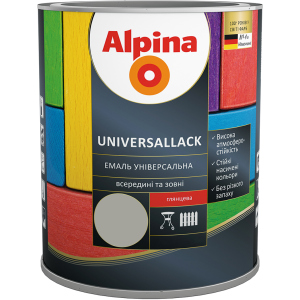 Емаль Alpina Universallack Глянцева 0.75 л Сіра (948103734) краща модель в Миколаєві