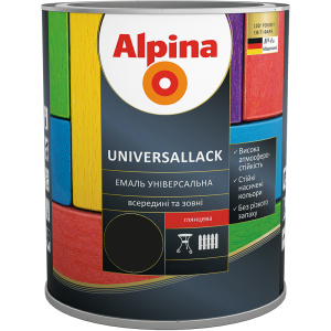 Емаль Alpina Universallack Глянцева 0.75 л Чорна (948103758) ТОП в Миколаєві