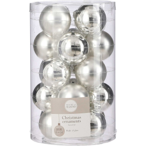Ялинкові кульки House of seasons скляні 20 шт діаметр 4 см Сріблясті (8718861800203)