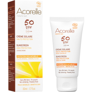 Сонцезахисний крем для обличчя Acorelle SPF50 органічний 50 мл (3700343046112) ТОП в Миколаєві