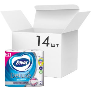Упаковка туалетного паперу Zewa Deluxe тришарового без аромату 14 шт по 4 рулони (7322540313376) краща модель в Миколаєві