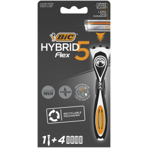 Верстат для гоління чоловічий BIC Flex 5 Hibrid з 4 змінними картриджами (3086123644984) рейтинг